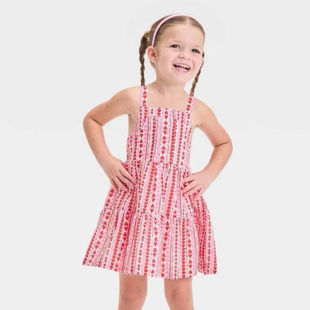 Girls' Hearts Tank Valentine's Day Dress - Cat & Jack nwt Red/Pink